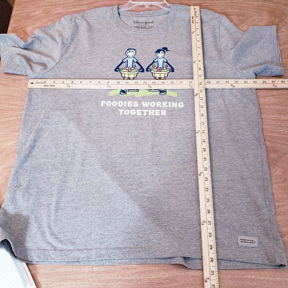 Life is Good Vintage Mens Foodie Working Together Gray T-Shirt Size XXL - Picture 12 of 13